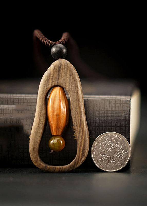 Brown Cotton 45% Linen 55% Sandwood Pendant Necklace