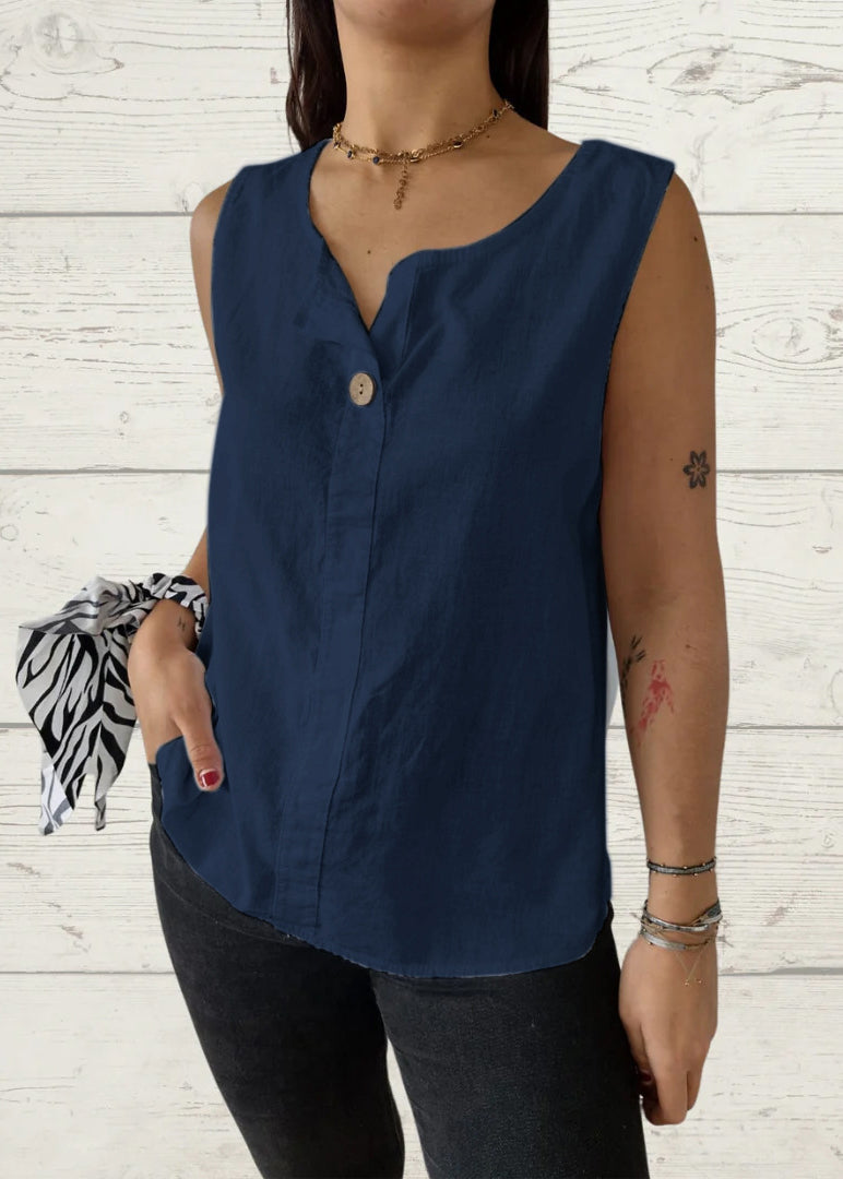 Simple White O Neck Loose Cotton T Shirts Top Sleeveless
