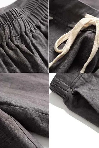 Loose Linen Pants Drawing Summer Trousers
