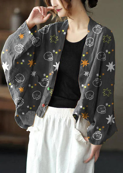 Fine Purple Bat Wing Sleeve Pockets Coat Short