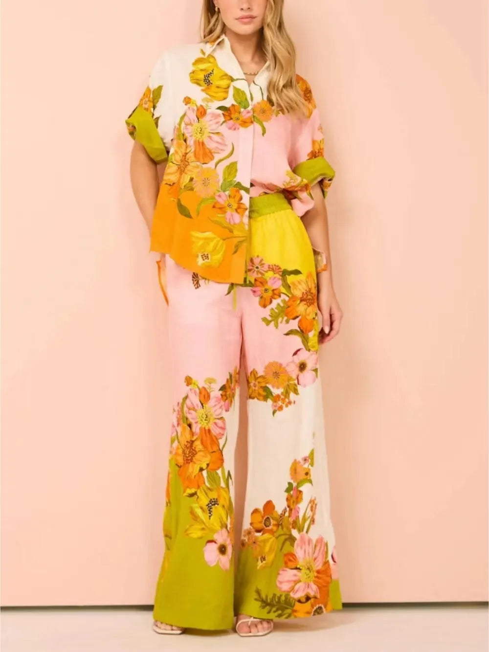 Modern Feel Sophisticated Unique Print Button Down Oversized Blouse
