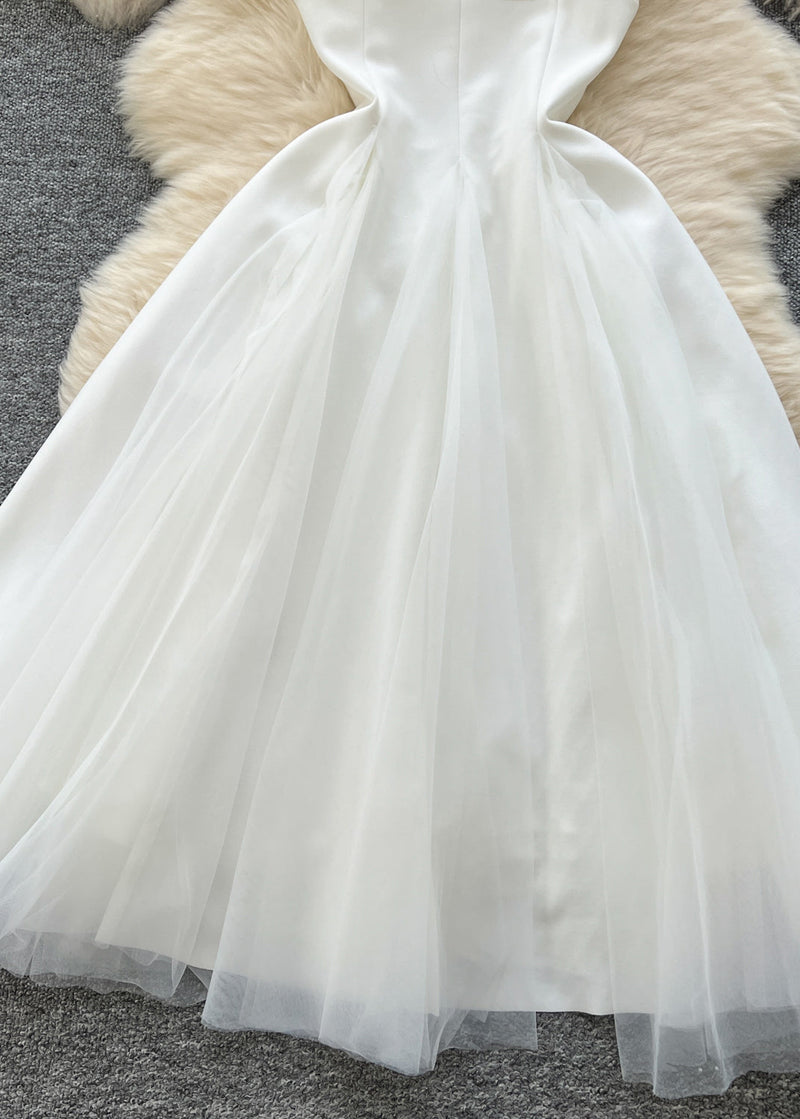 White Exra Large Hem Tulle Party Dress Sleeveless