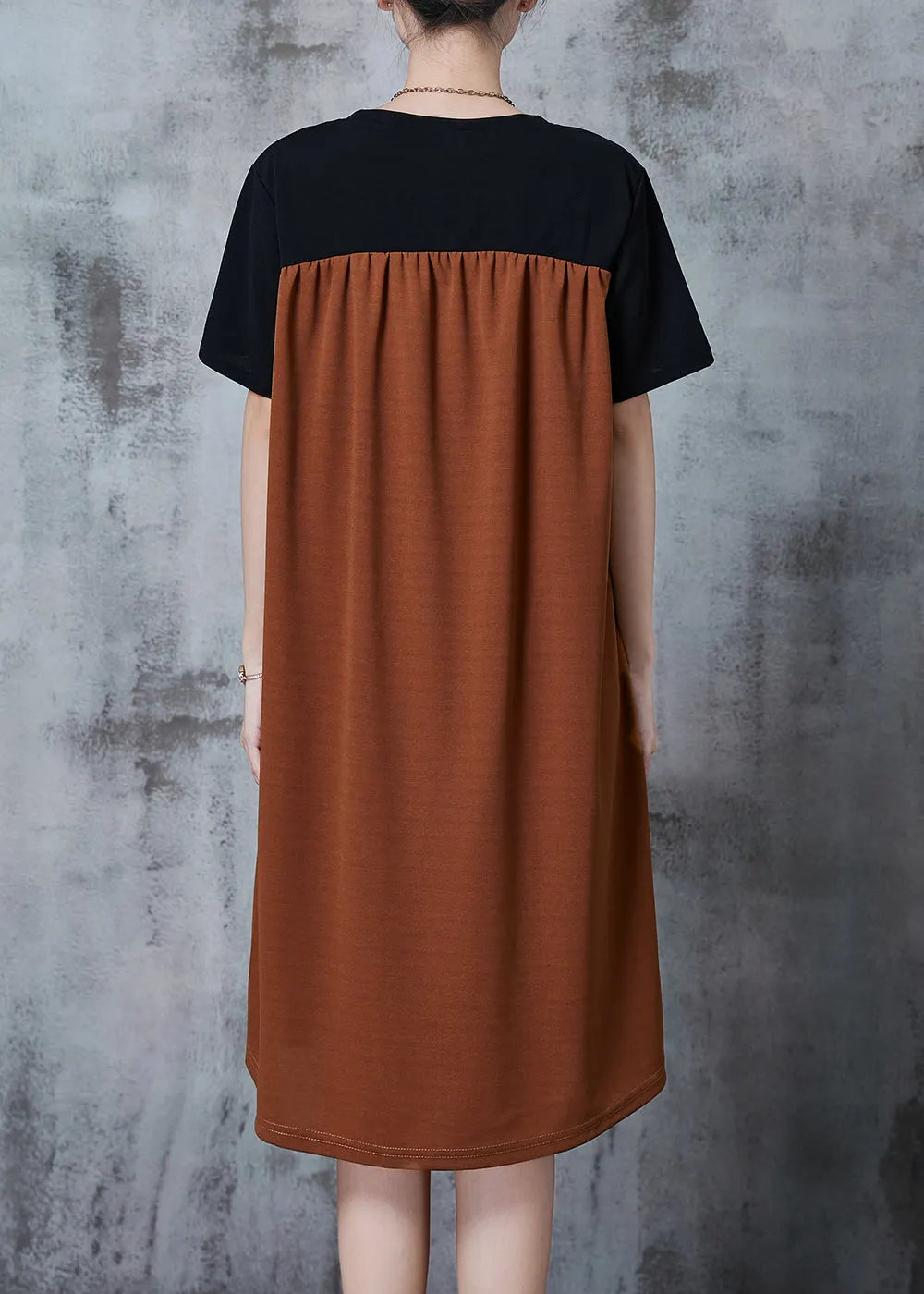 Black Asymmetrical Patchwork Pocket Cotton Dresses Summer