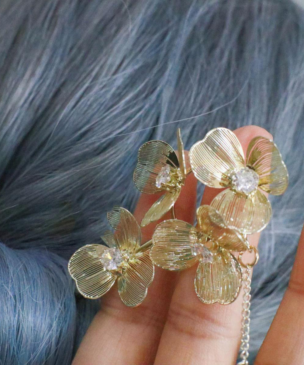 Chinese Style Gold Metal Pearl Tassel Hairpin