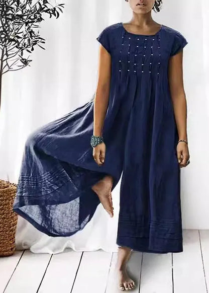 Dark Grey High Waist Cotton Jumpsuits Summer