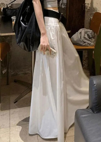 Fine White High Waist Cotton Skirts Summer