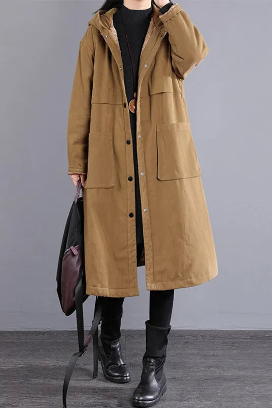 Hooded Cotton Coat Stitching Loose Cotton Coat