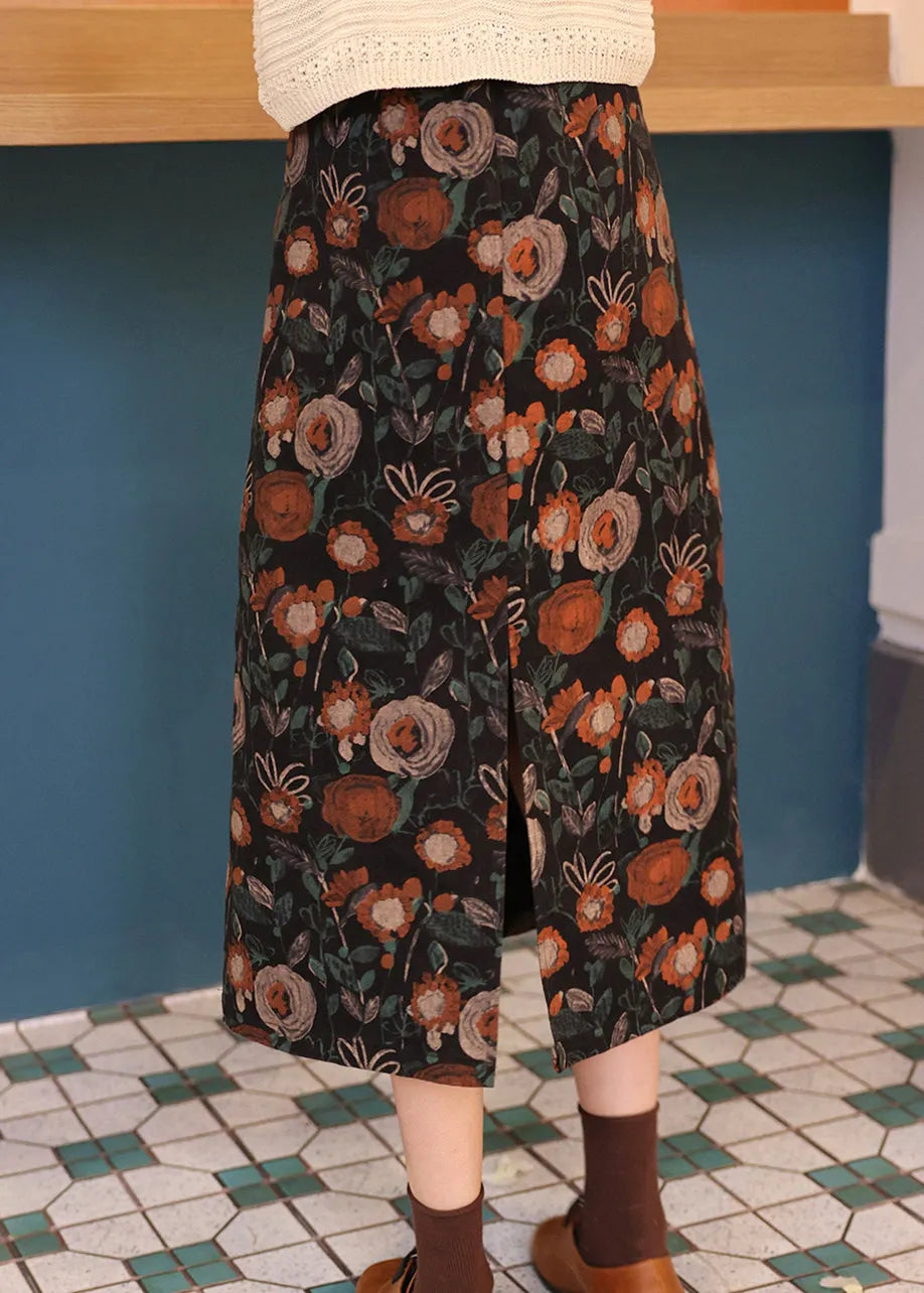 New Print High Waist Cotton Skirts Autumn