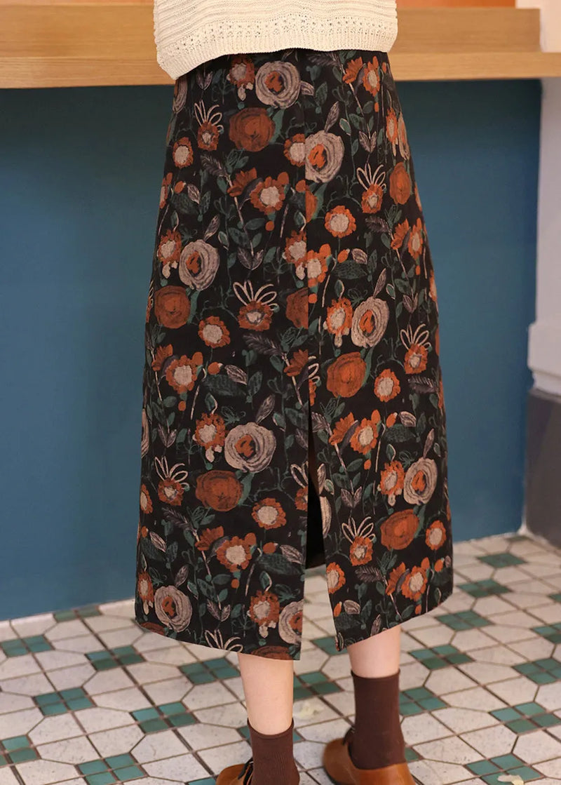 New Print High Waist Cotton Skirts Autumn