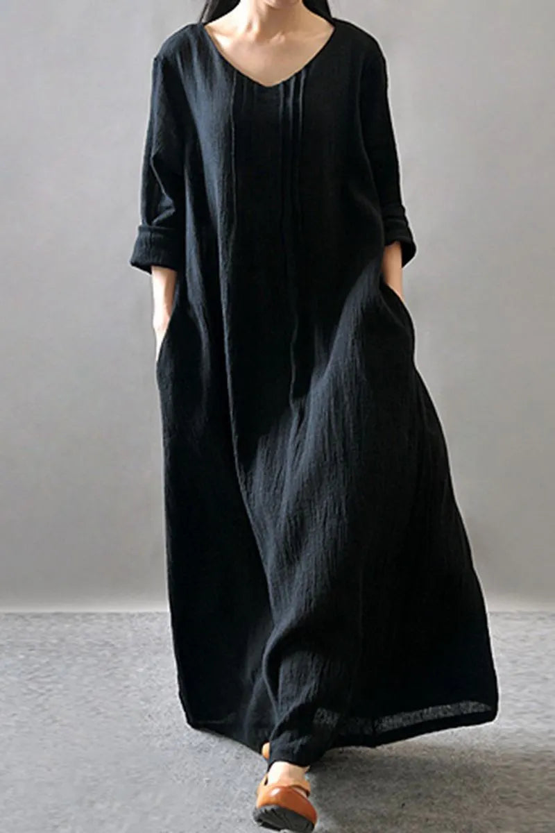 Purple/black/orange Maxi Linen Dresses