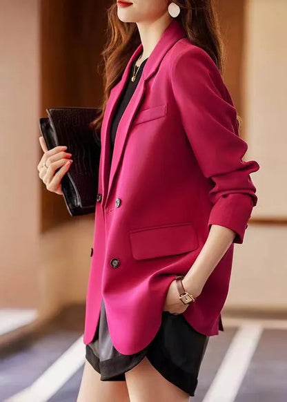 Rose Notched Back Side Open Cotton Jackets Spring