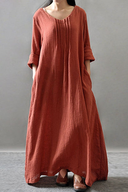 Purple/black/orange Maxi Linen Dresses