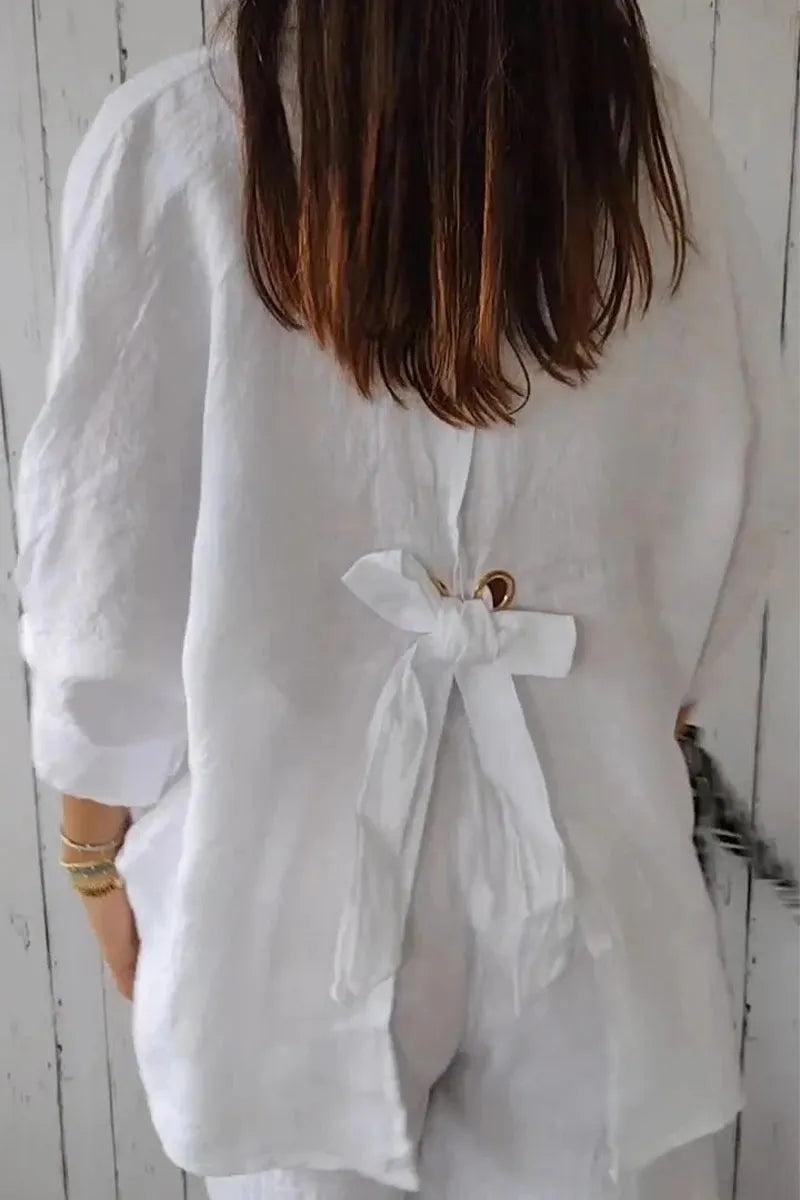 Frenulum Buttons Slit Turndown Collar Tops