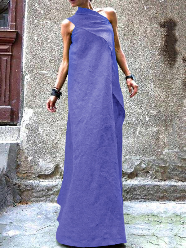 100% Navy Cotton Linen Quilting Clothes Sleeveless Patchwork Love Dresses