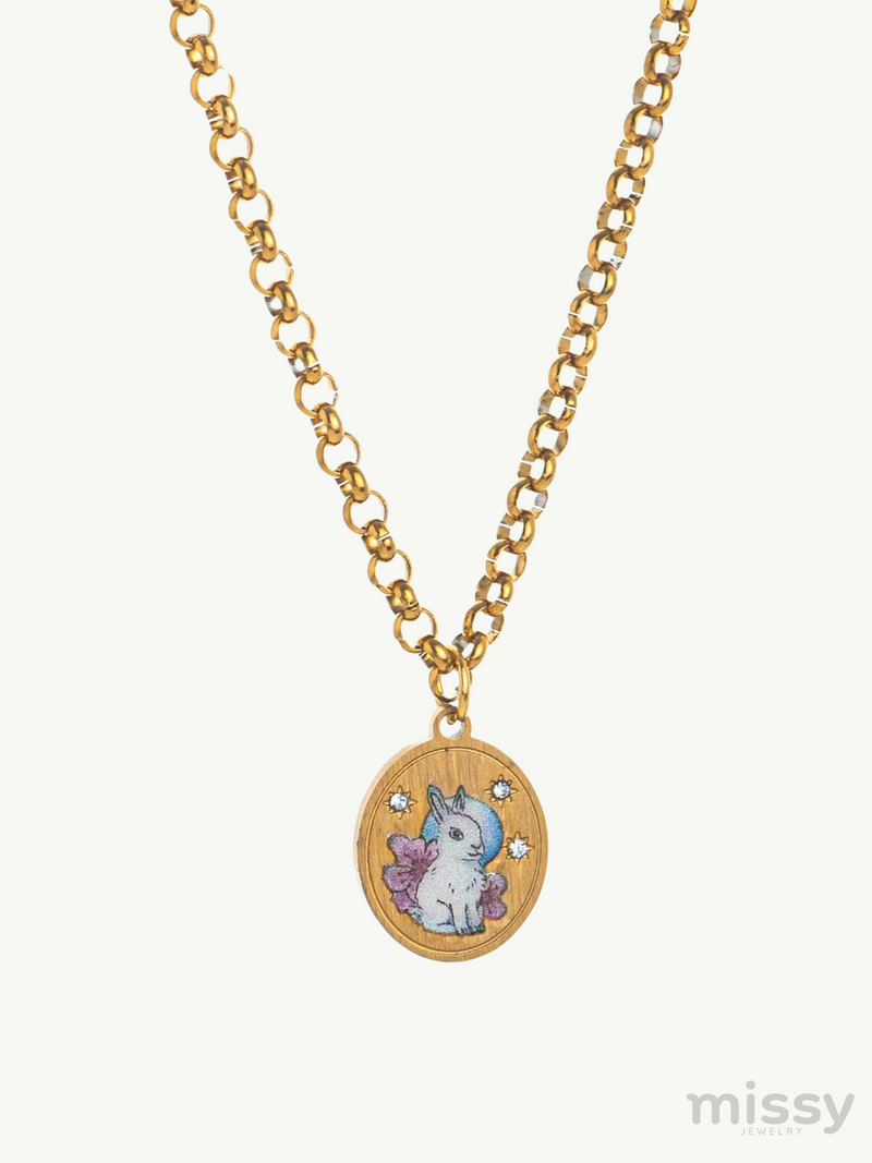 Dulce Oval Enamel Pendant Necklace