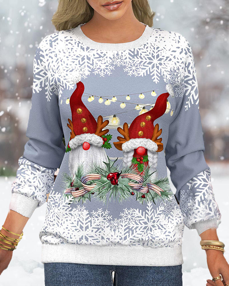 Sweatshirt with Raglan Sleeves in Christmas Motif