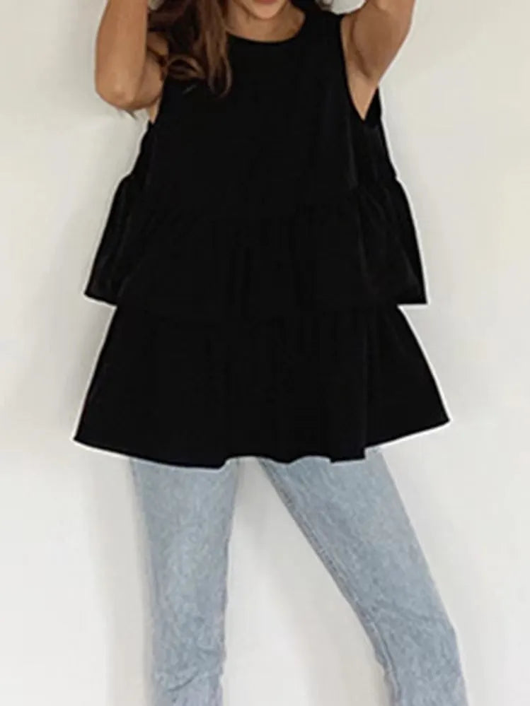 Layered Ruffle Tank Shirt