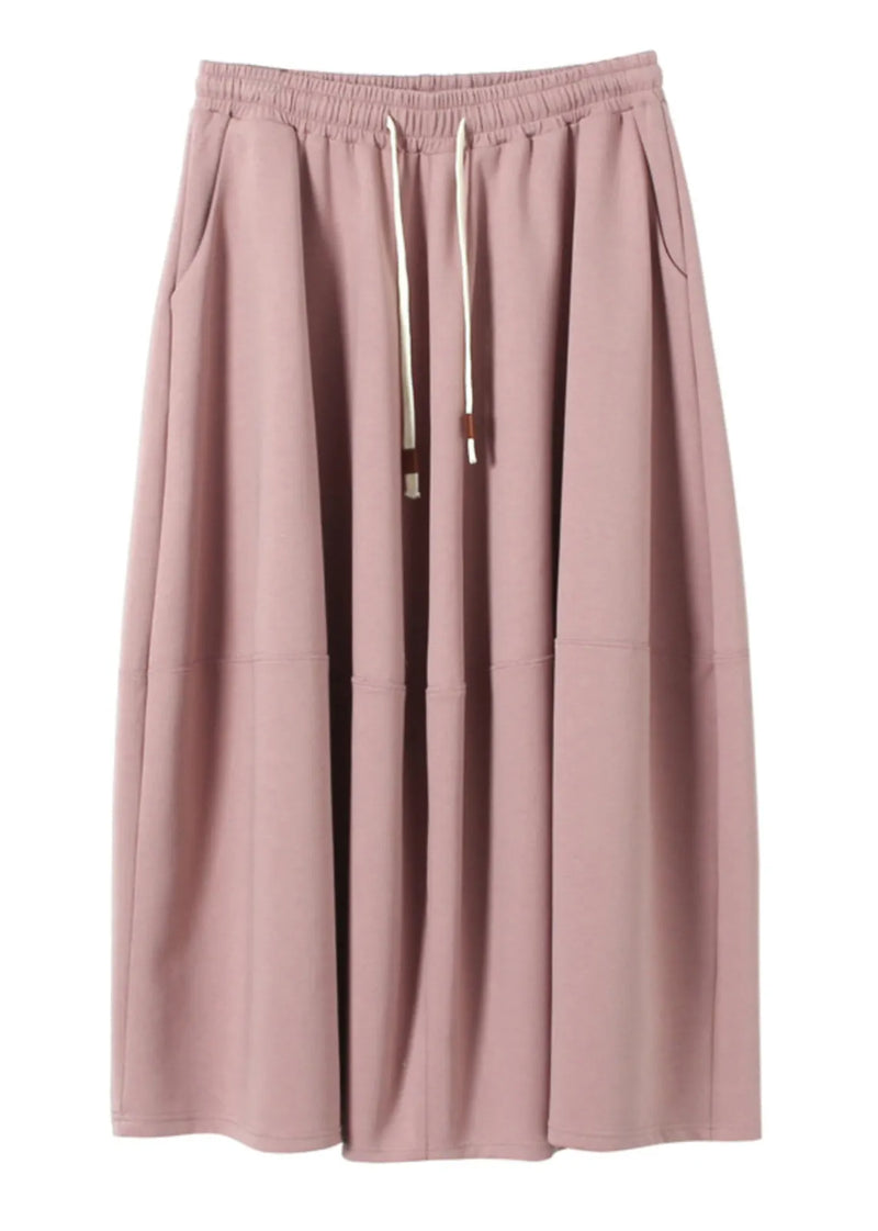 Pink Patchwork Tie Waist Maxi Skirt Spring