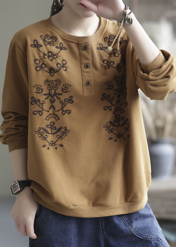 Diy Yellow Embroidered Cotton Tops Spring