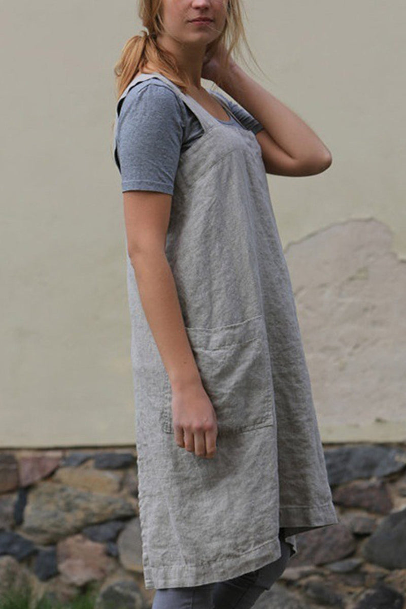 Cotton Linen Apron Mini Dress