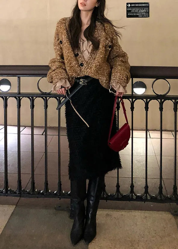 Brown Oversized Color Dots Knit Loose Coat Spring