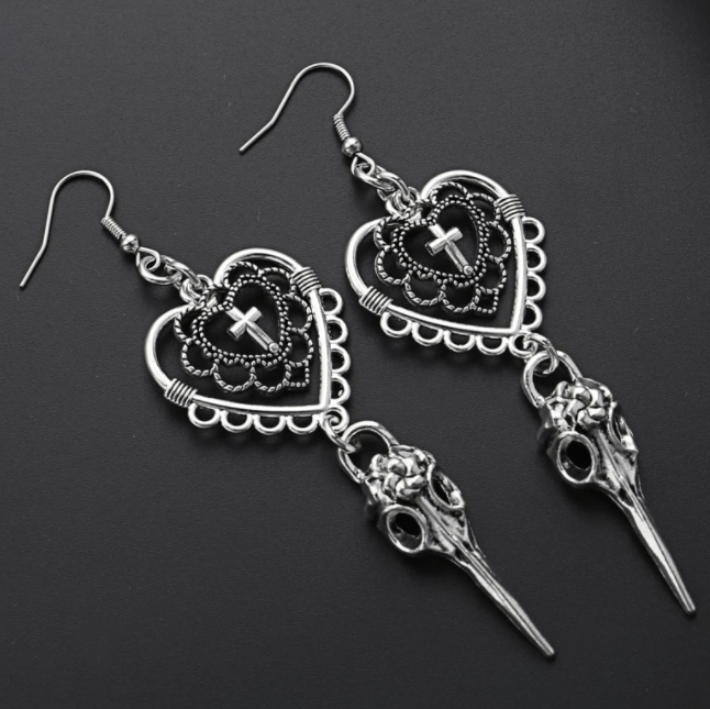 Witche's Heart Gothic Earrings