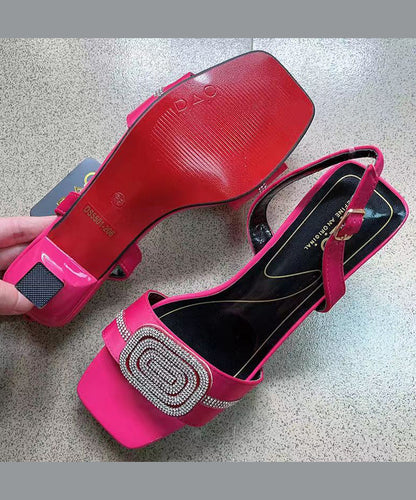 Rose Zircon Open Toe High Heels Sandals