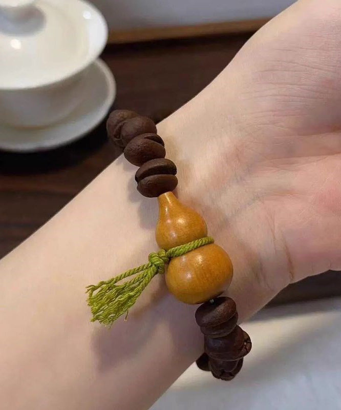 Coffee Weave Buddha Bead Gourd Chain Bracelet