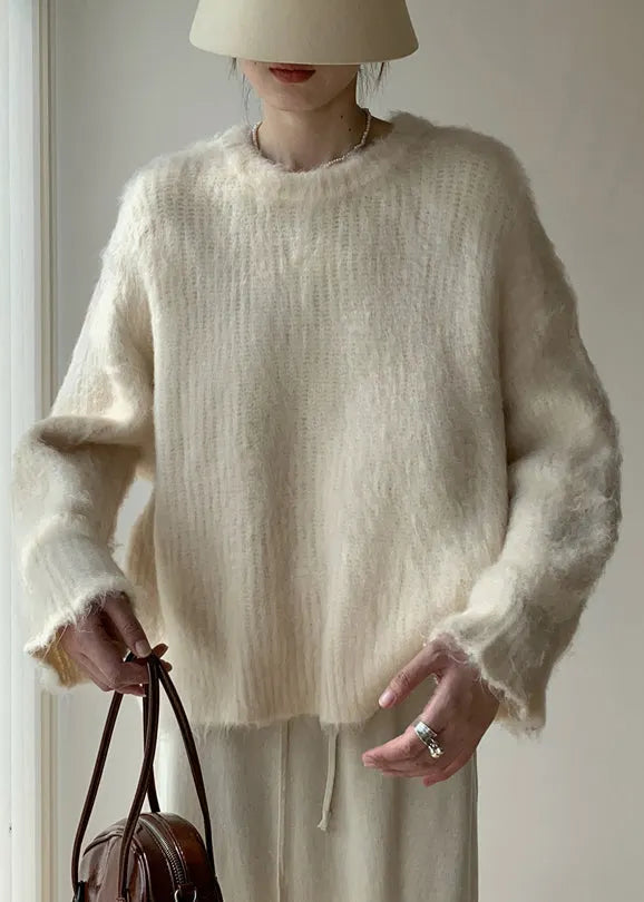 Grey Cozy Warm Knit Winter Sweaters O-neck