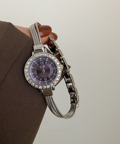 Blue Stainless Steel Zircon Quartz Movement Chain Waterproof Watches