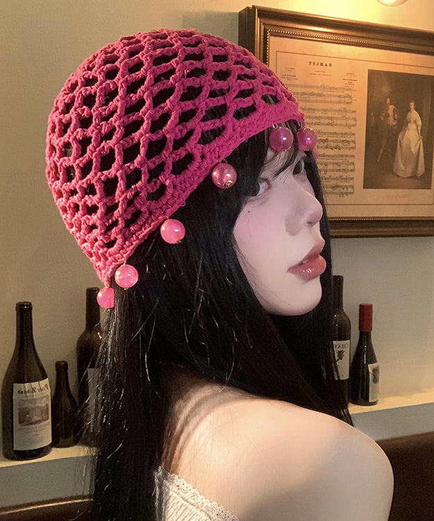 Handmade Rose Hollow Out Bead Knit Boonie Hat