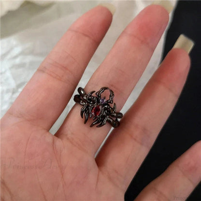 Dark Rebel Crimson Gem Cross Ring
