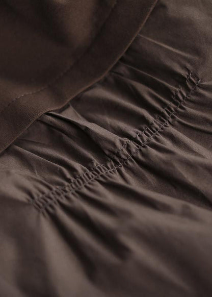 Loose Black O-neck Patchwork Button Cotton Top Long Sleeve