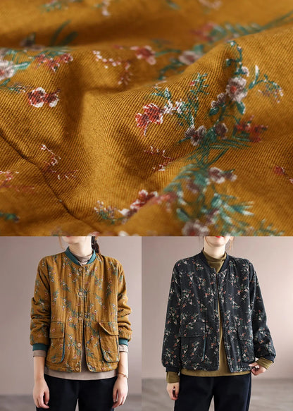 Orange Pockets Patchwork Fine Cotton Filled Winter Coats