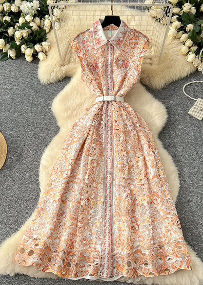 Khaki Cinched Lace Vacation Dresses Sleeveless