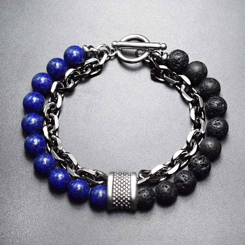 Buddha Stones Natural Tiger Eye Lazurite Lapis Lazuli Protection Bracelet