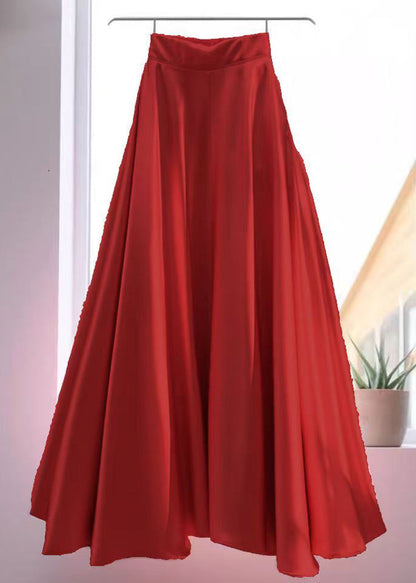 Stylish Pink High Waist Silk Skirt Summer