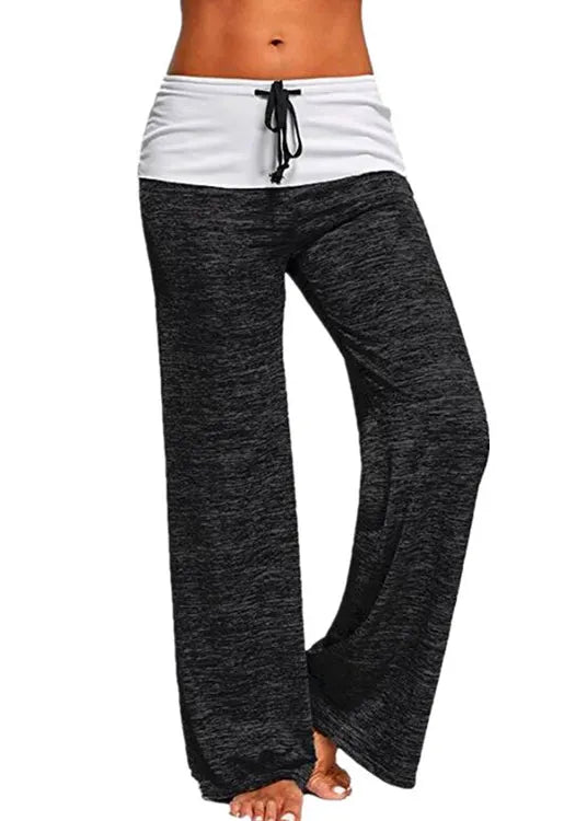 Grey Drawstring Patchwork Cotton Pants Summer