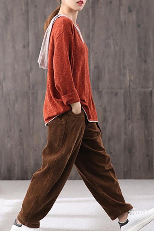 Color Contrasting Hooded Sweater