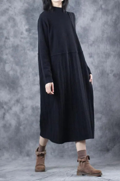 Loose High Neck Base Sweater Dresses for