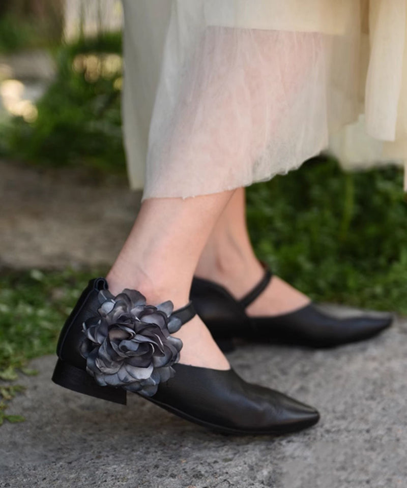 Coffee Flat Shoes for Buckle Strap Splicing