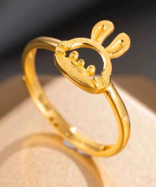 Gold Sterling Silver Overgild Little Rabbit Rings