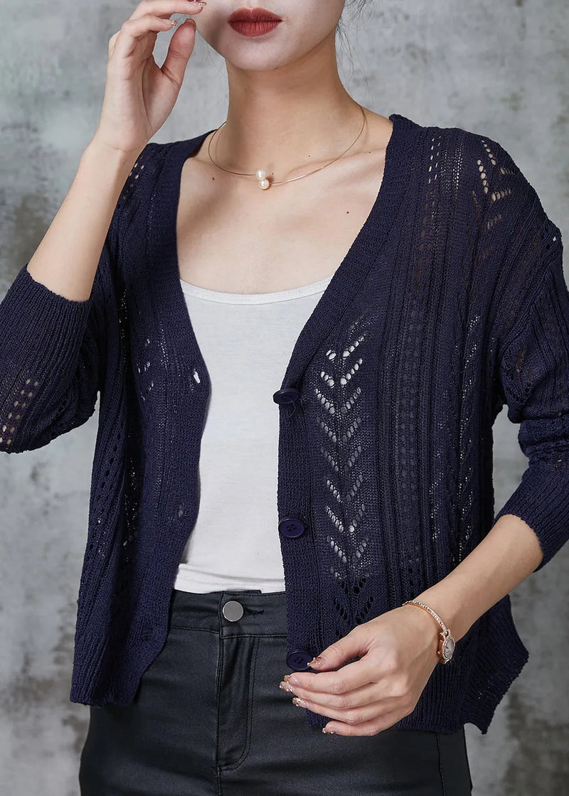 Navy Button Down Knit Cardigan Spring
