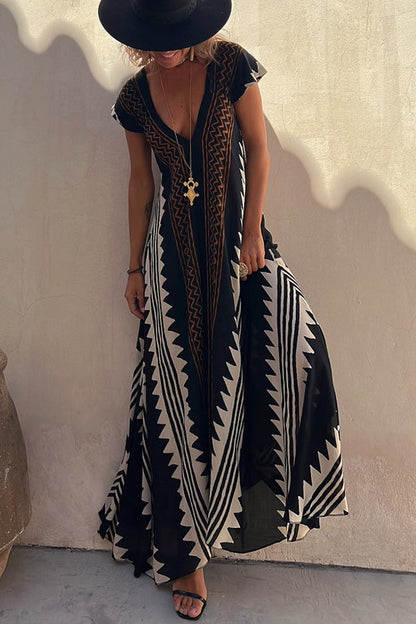 Beach Dates Print A-line Maxi Dress