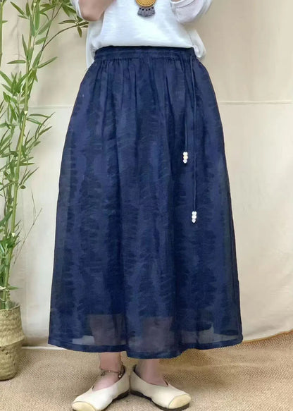 Italian Red Tasseled Jacquard Linen Skirts Summer