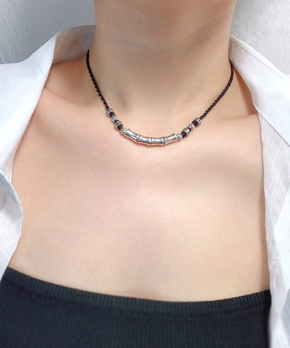 Black Hand Woven Sterling Silver Choker