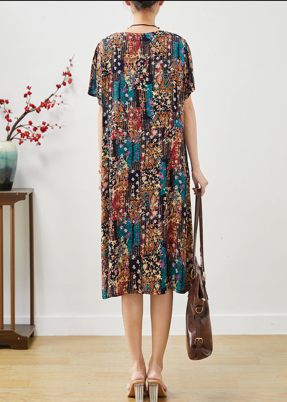 Black Oversized Print Cotton Dress Summer