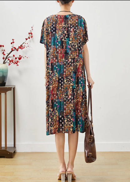 Black Oversized Print Cotton Dress Summer