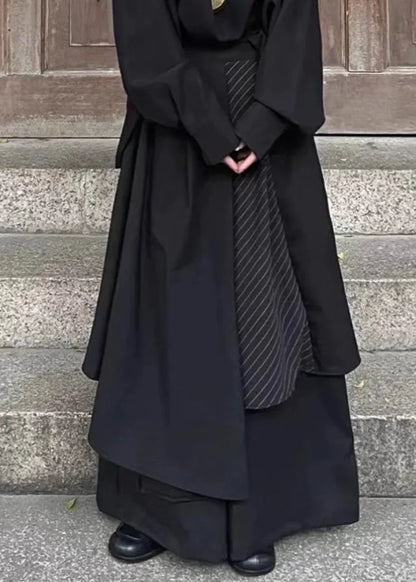 Loose Black Asymmetrical High Waist Wide Leg Pants Summer