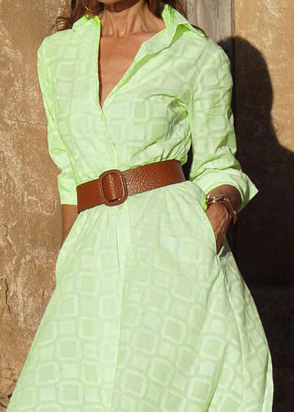 White Peter Pan Collar Print Button Cotton Dresses Fall